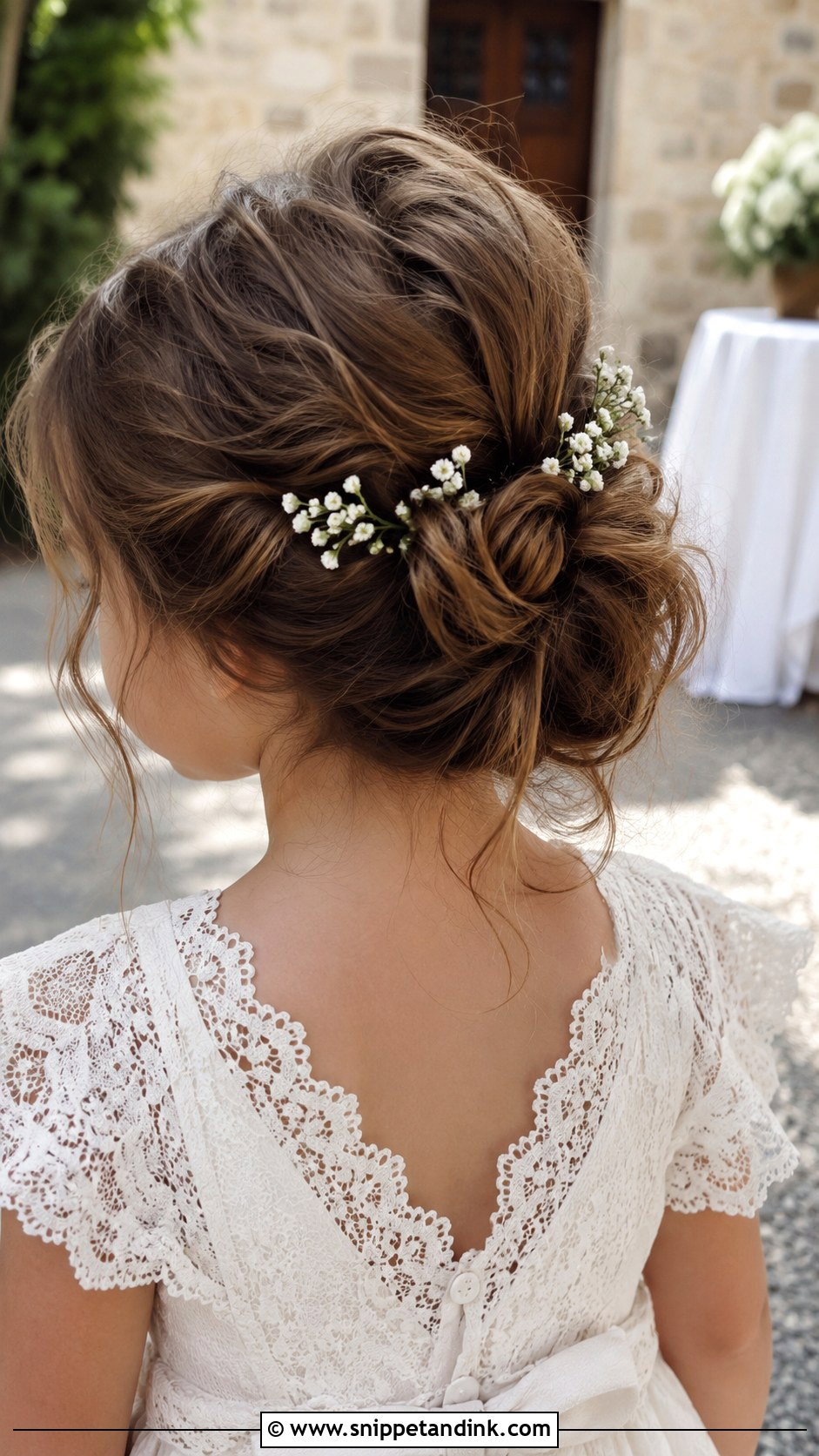 Kids Wedding Messy Bun - Snippet and Ink - 15 Kids Wedding Hair Updos