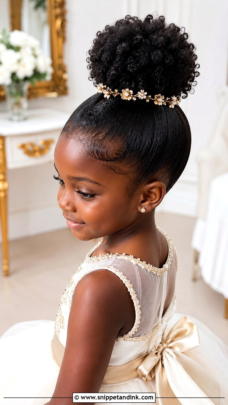Kids Wedding Puff Bun - Snippet and Ink - 15 Kids Wedding Hair Updos