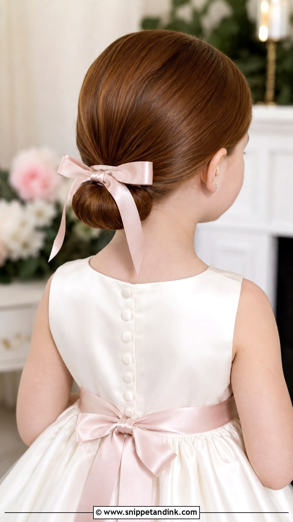Kids Wedding Ribbon Bun - Snippet and Ink - 15 Kids Wedding Hair Updos