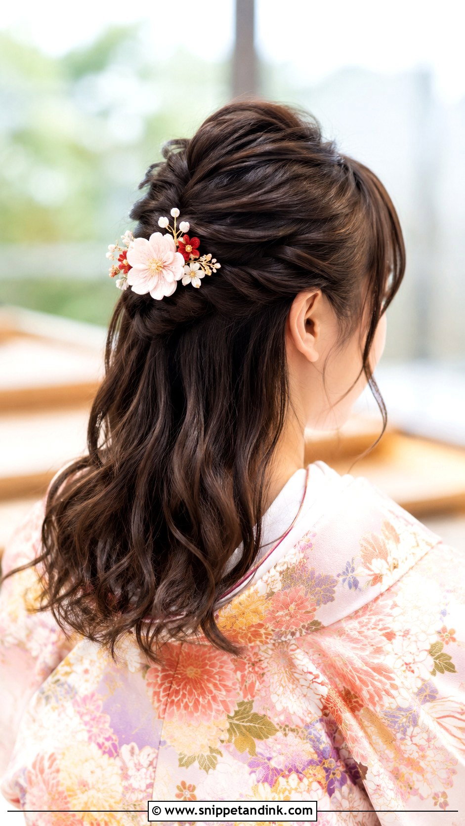 Kimono Wedding Half Up Hair - Snippet and Ink - 15 Japanese Wedding Hair Ideas