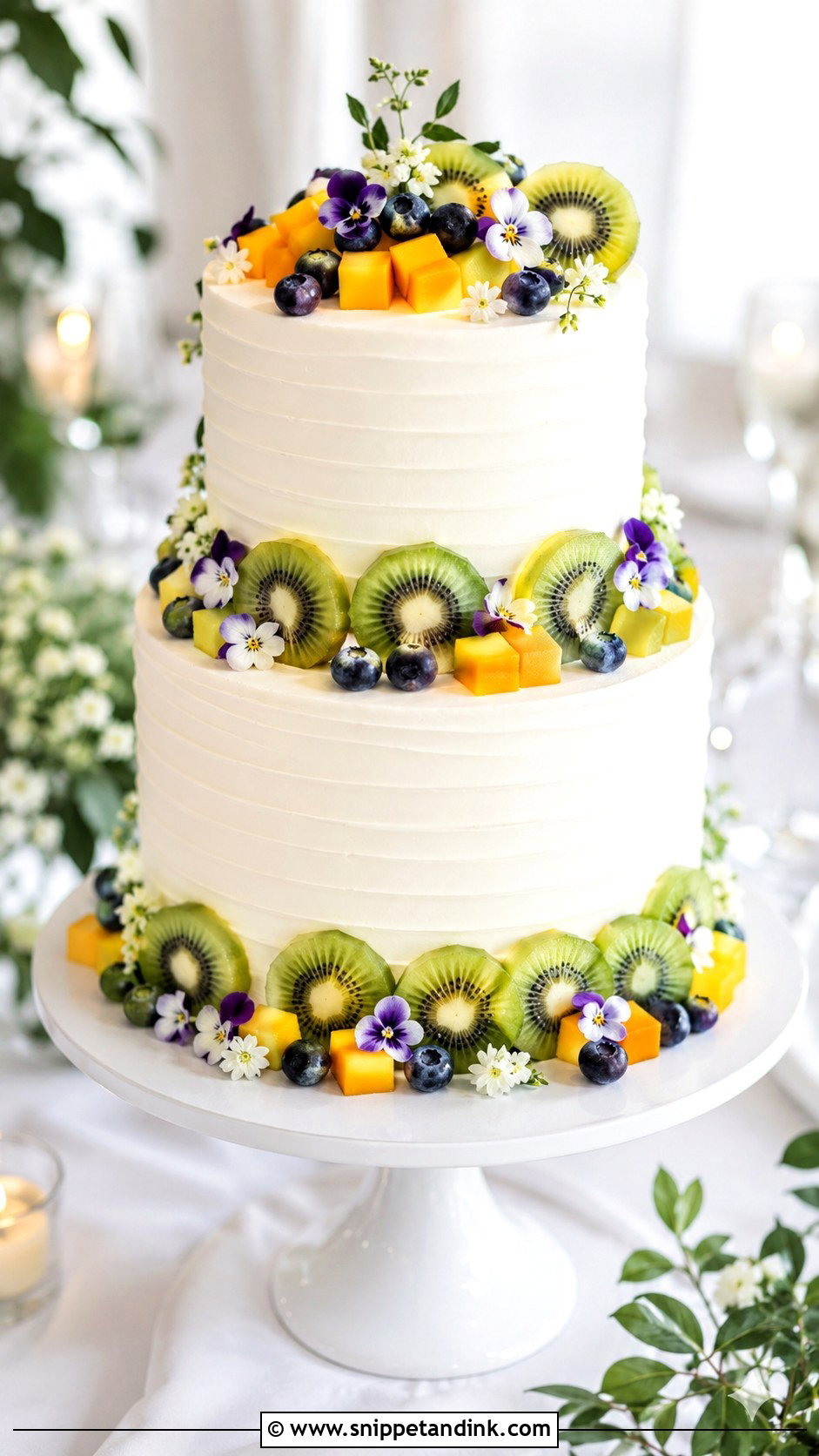 Kiwi Wedding Cake - Snippet and Ink - 20 Fresh Fruit Wedding Cake Ideas