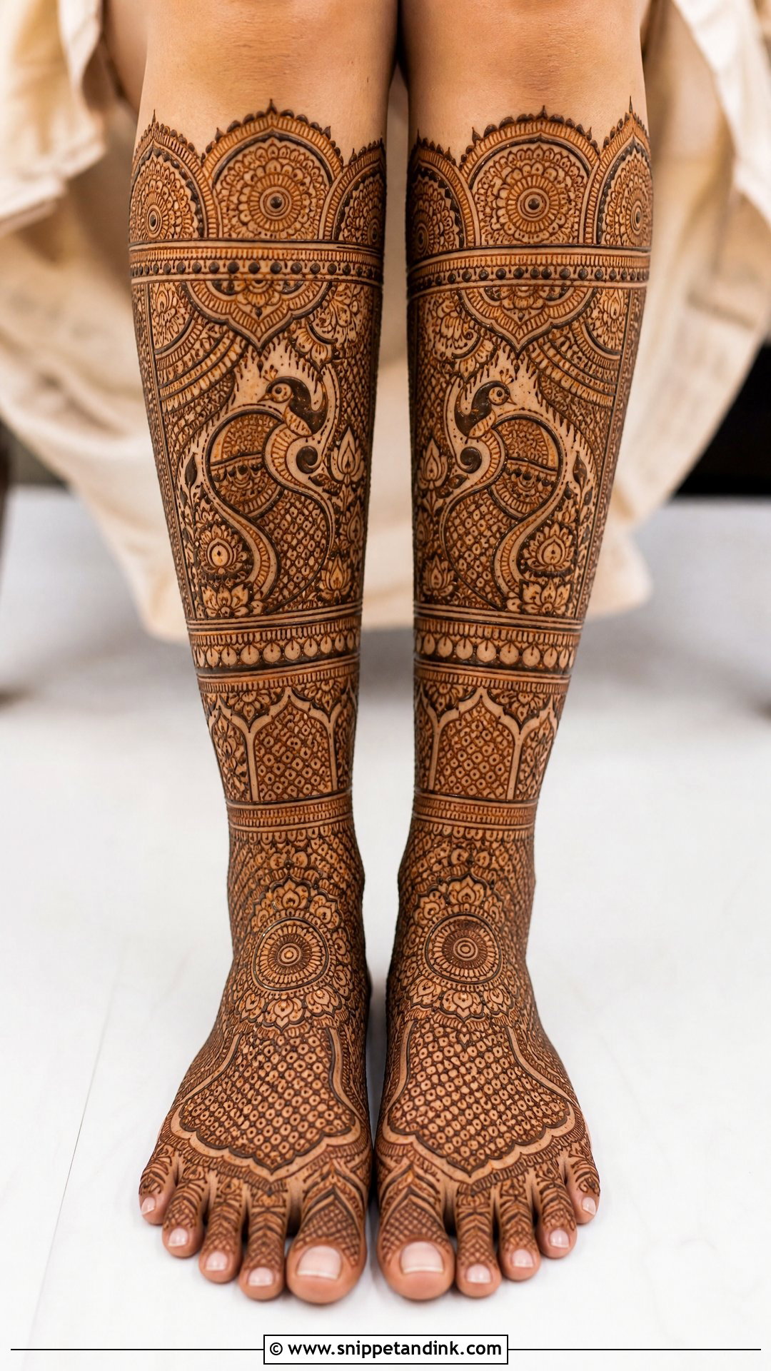 Knee Length Bridal Leg Mehndi Design - Snippet and Ink - 20 Bridal Mehndi Designs Legs Brides