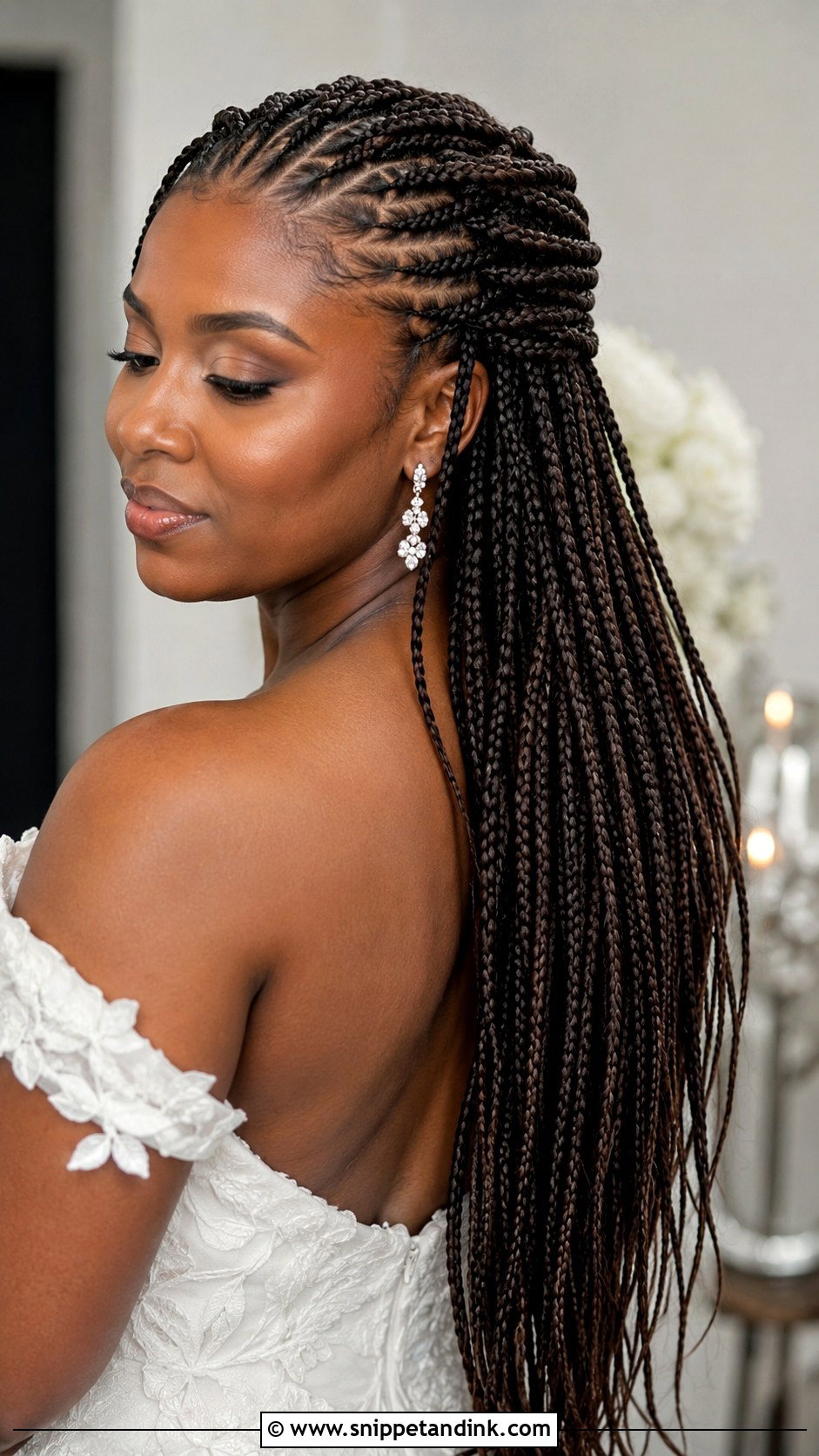 Knotless Box Braids Wedding Style - Snippet and Ink - 20 Box Braids Wedding Hairstyles