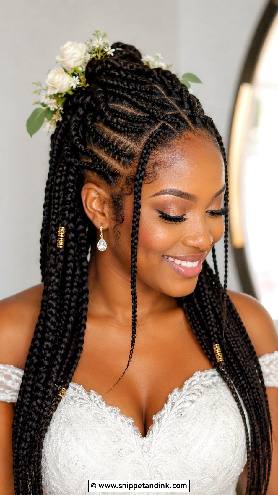 Knotless Braids Bridal Style - Snippet and Ink - 25 Afro Wedding Hairstyles