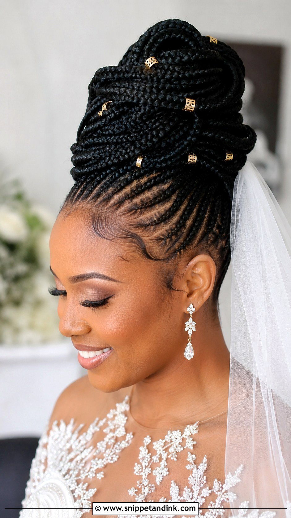 Knotless Braids Bridal Updo - Snippet and Ink - 25 Black Hair Wedding Styles
