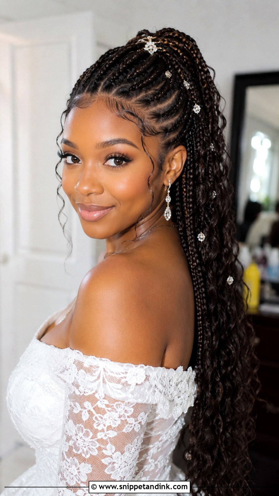 Knotless Braids Half Up Half Down - Snippet and Ink - 20 Braids Wedding Hairstyles Black Women