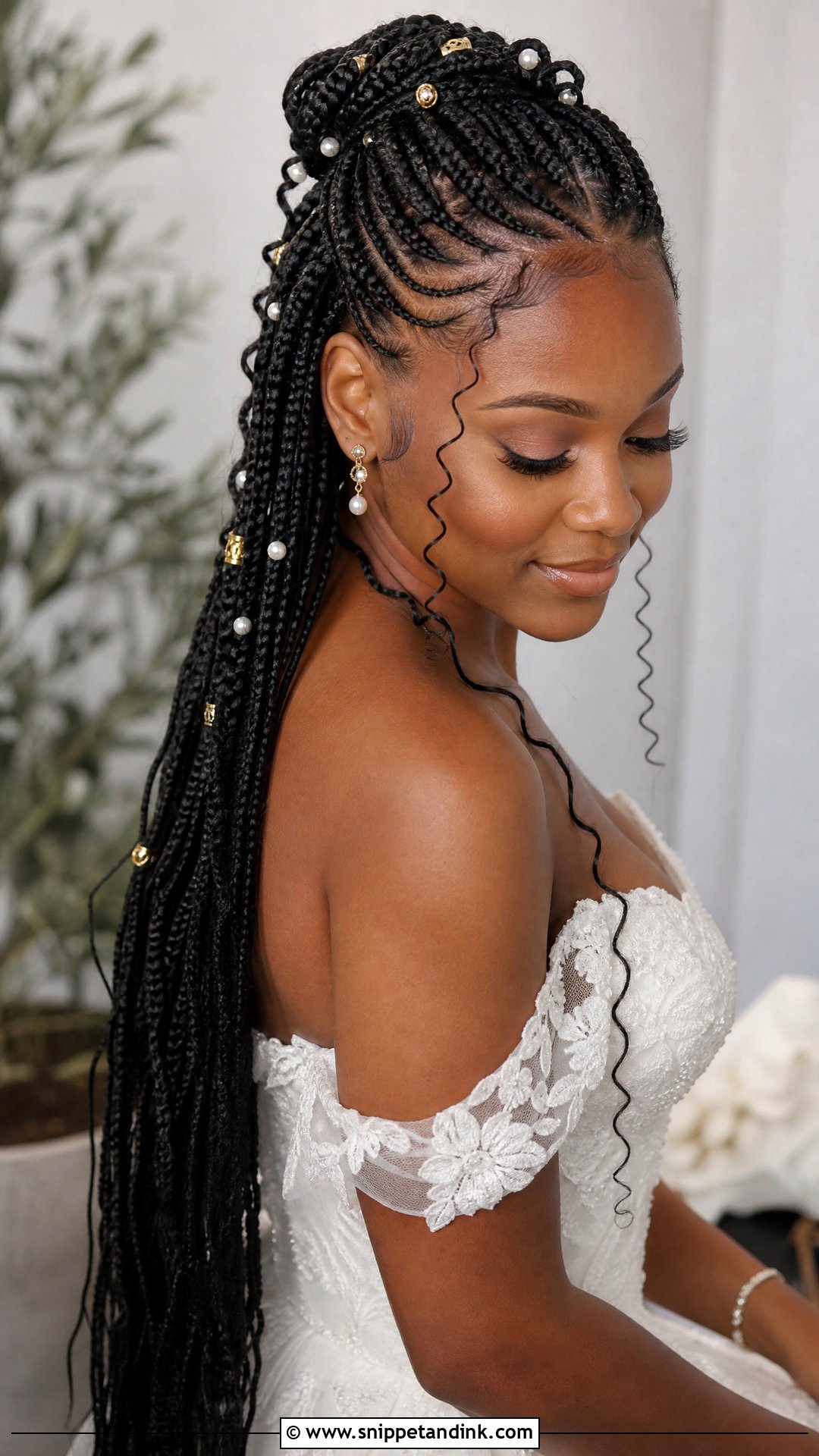 Knotless Braids Half Updo - Snippet and Ink - 25 Afro Bridal Hairstyles