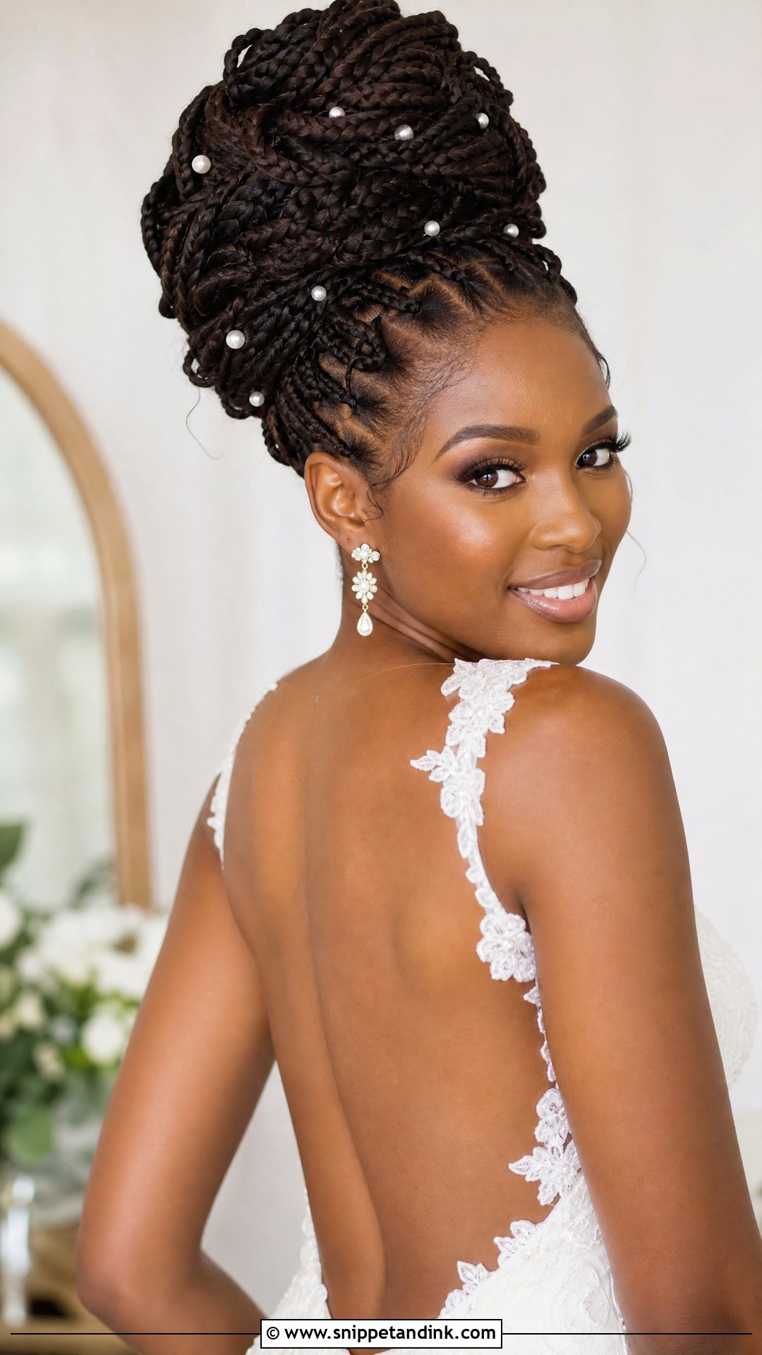 Knotless Braids In A Voluminous Updo - Snippet and Ink - 20 Bridal Hairstyle Black Women Ideas