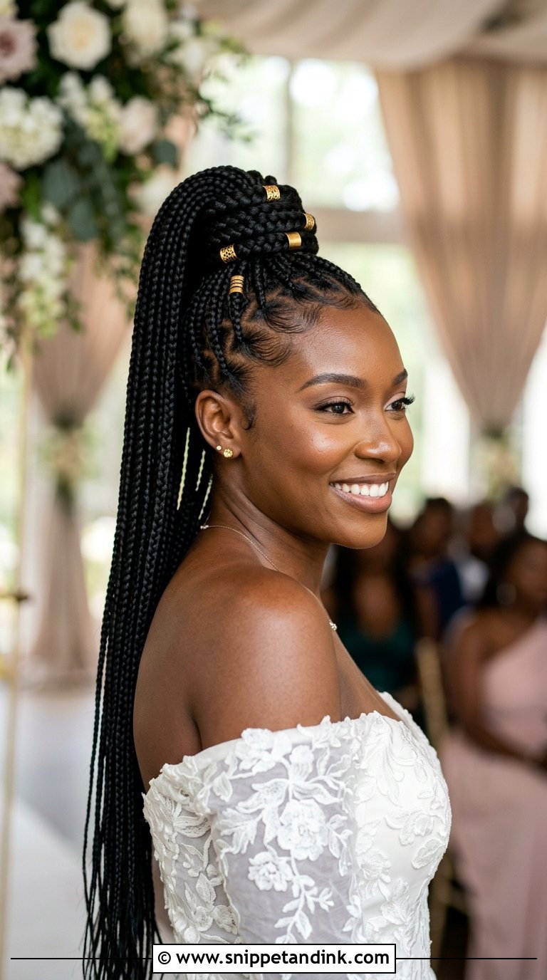 Knotless Braids Ponytail - Snippet and Ink - 20 Black Wedding Hair Ideas