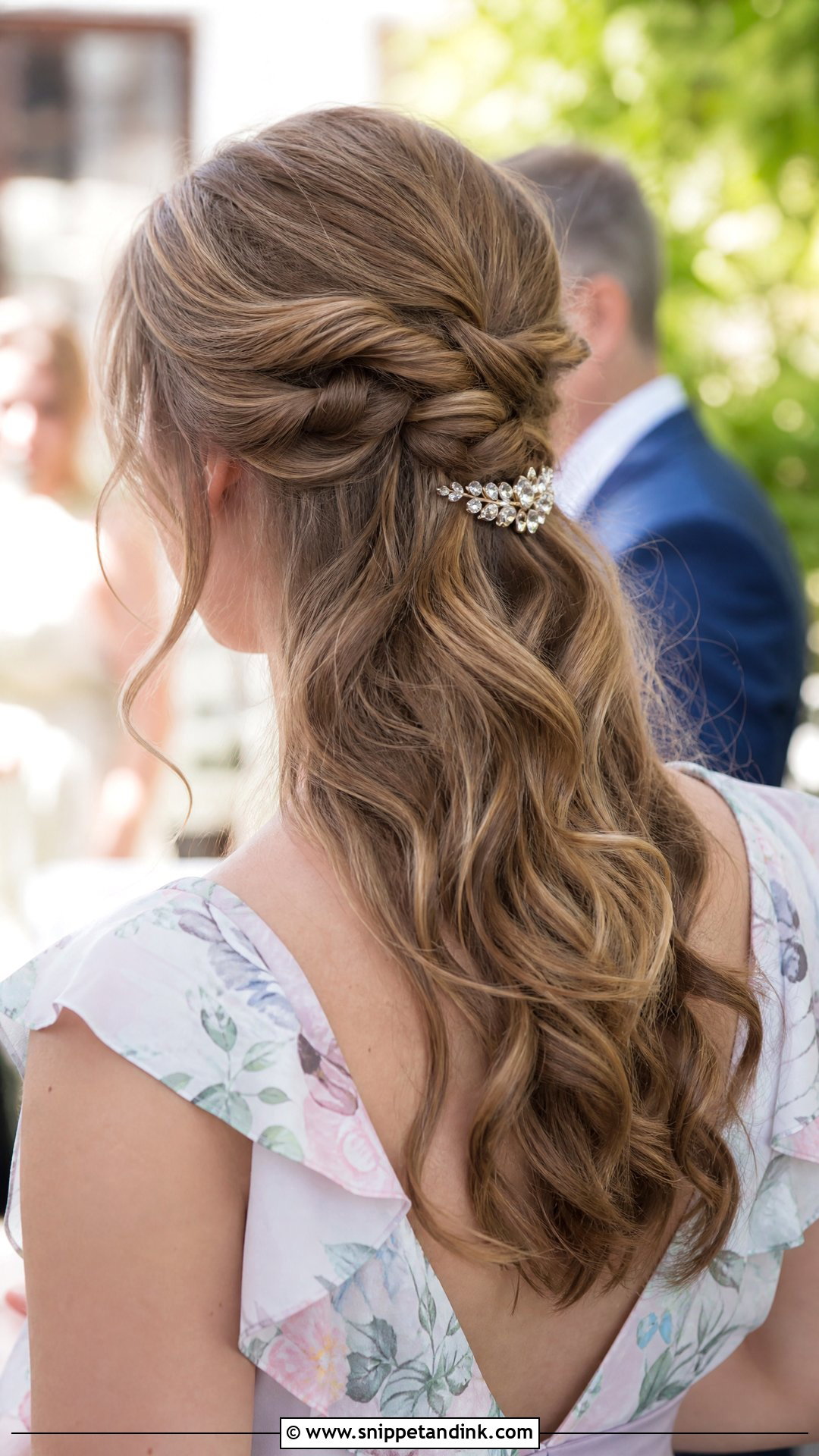 Knotted Half Up Style - Snippet and Ink - 20 Wedding Guest Long Hairstyles