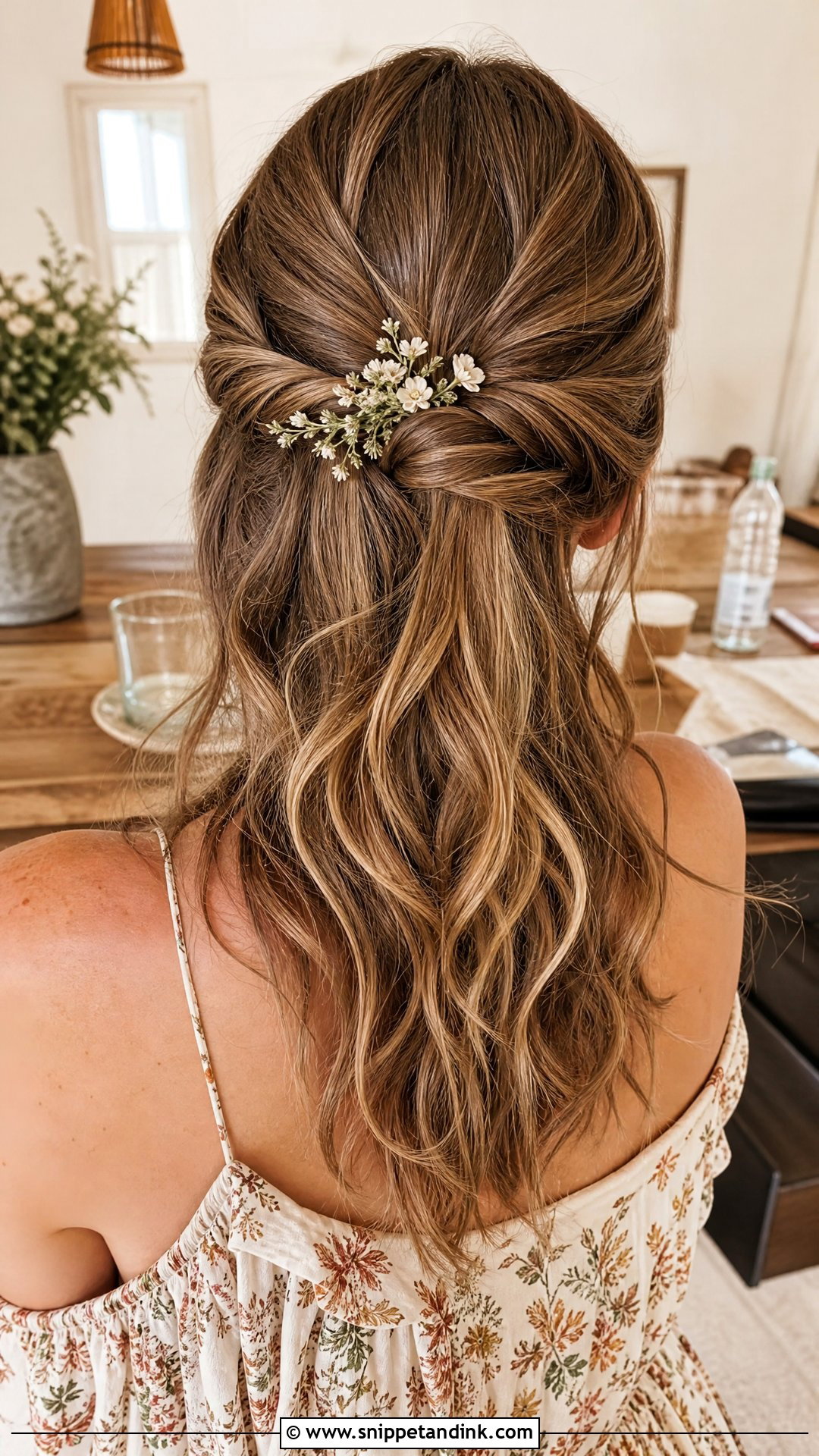 Knotted Half Up Style for Long Hair - Snippet and Ink - 20 Long Hair Wedding Guest Hairstyles