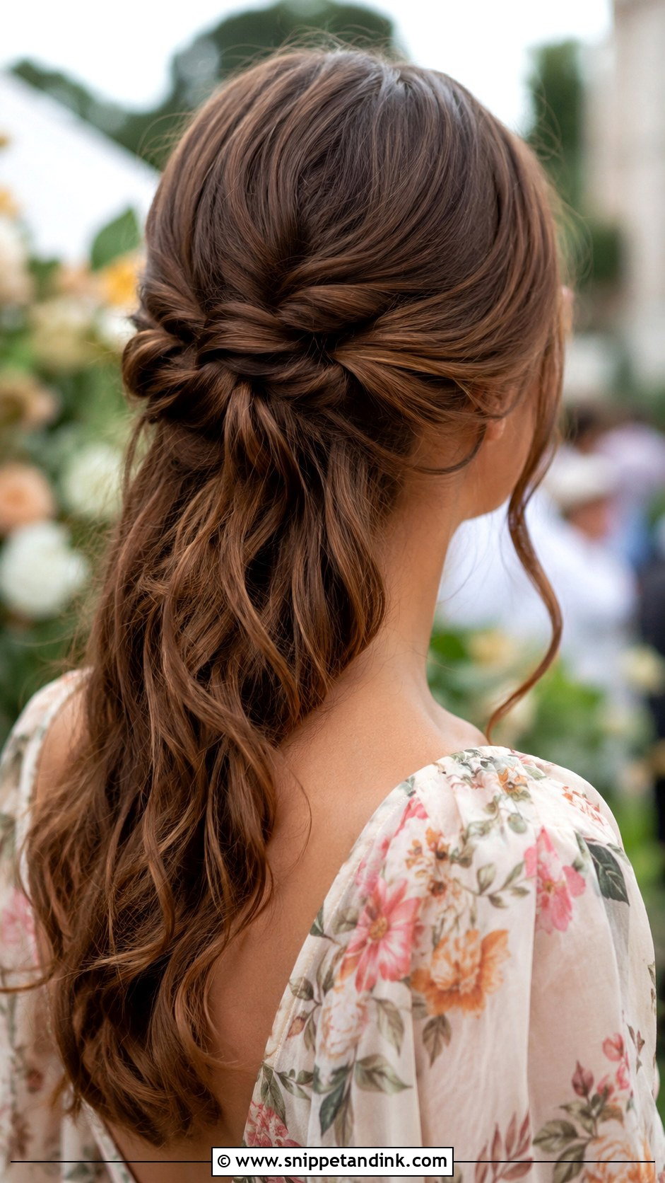 Knotted Half Updo - Snippet and Ink - 30 Medium Wedding Guest Hairstyles
