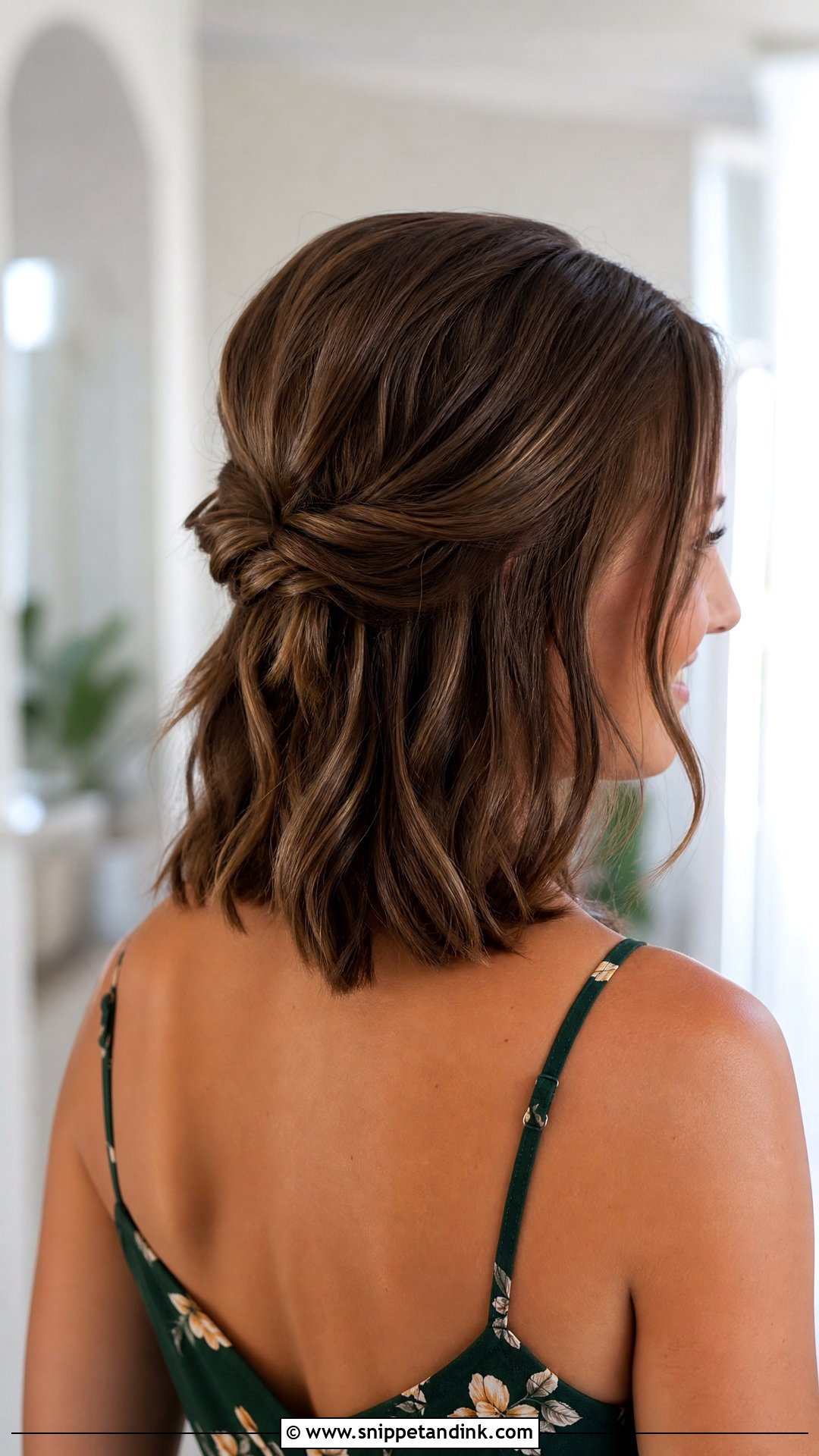 Knotted Half Updo - Snippet and Ink - 20 Easy Short Hair Wedding Guest Updo Ideas