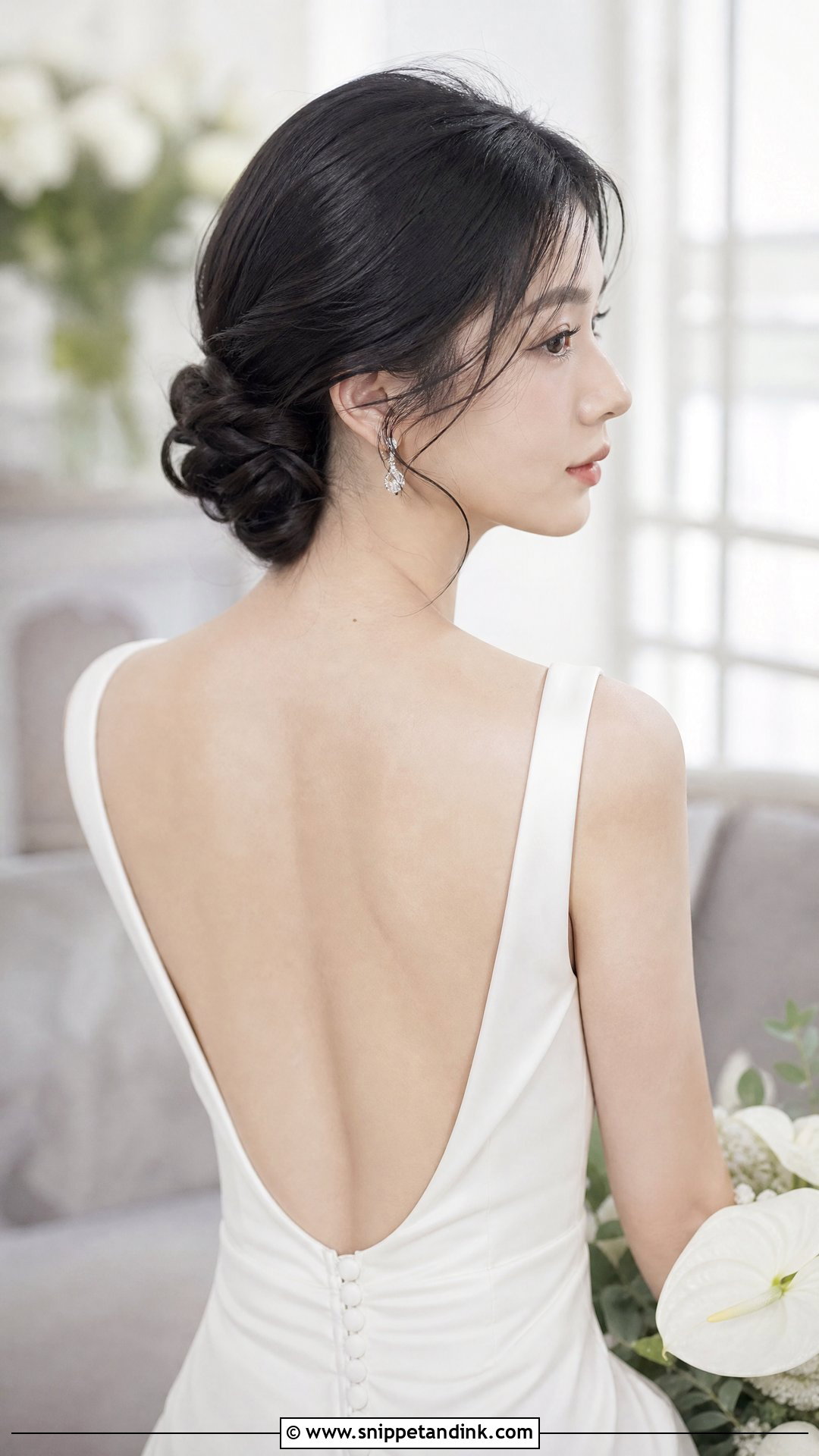 Knotted Low Bun Wedding Hairstyle - Snippet and Ink - 20 Medium Wedding Hairstyle Ideas