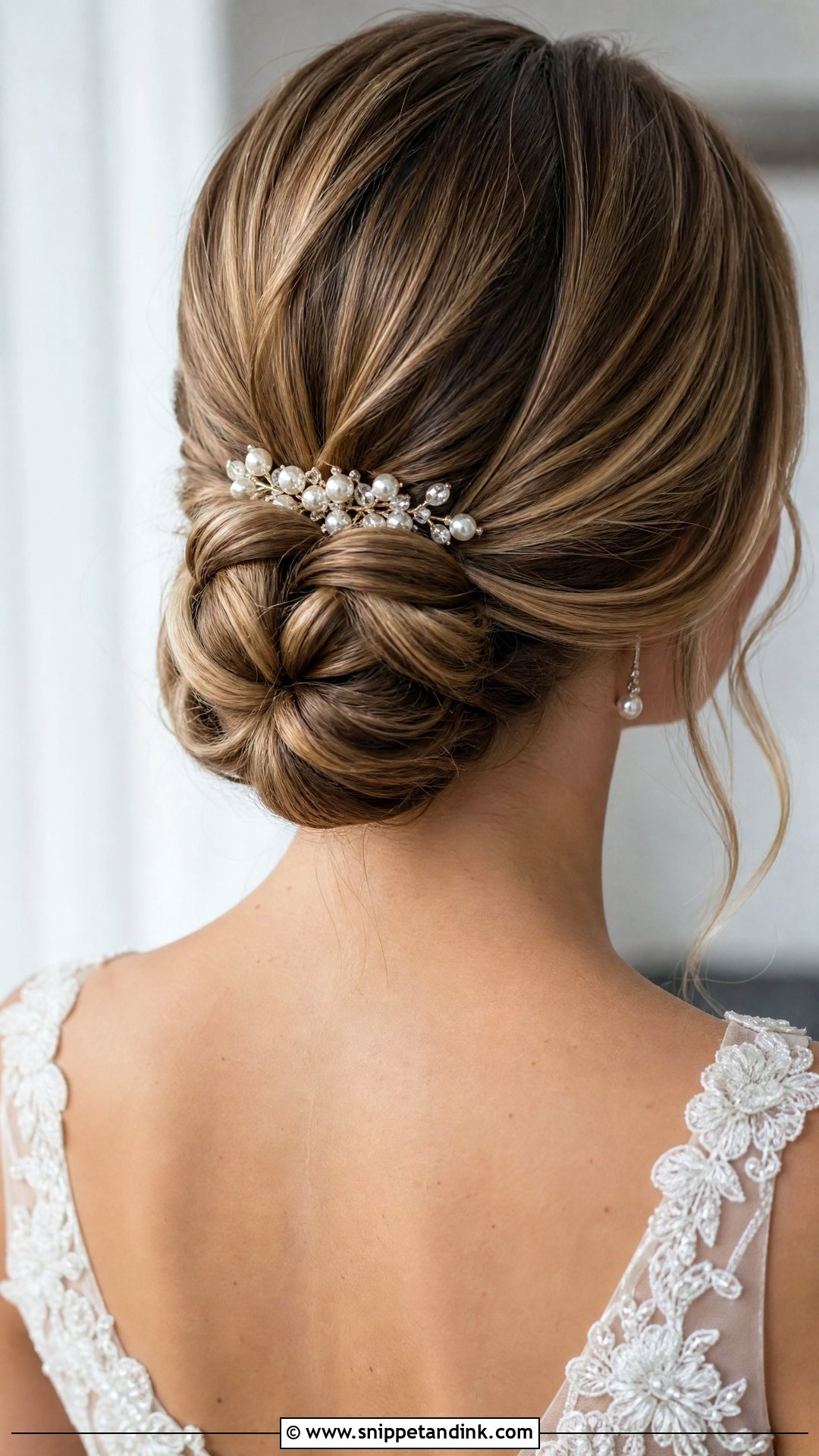 Knotted Low Bun for Short Hair - Snippet and Ink - 20 Short Hair Wedding Updo Ideas