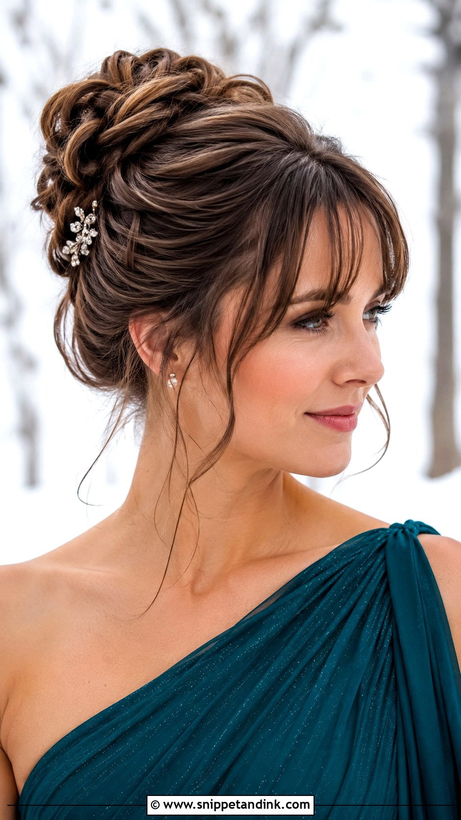 Knotted Updo with Wispy Bangs - Snippet and Ink - 25 Wedding Guest Hairstyles with Bangs