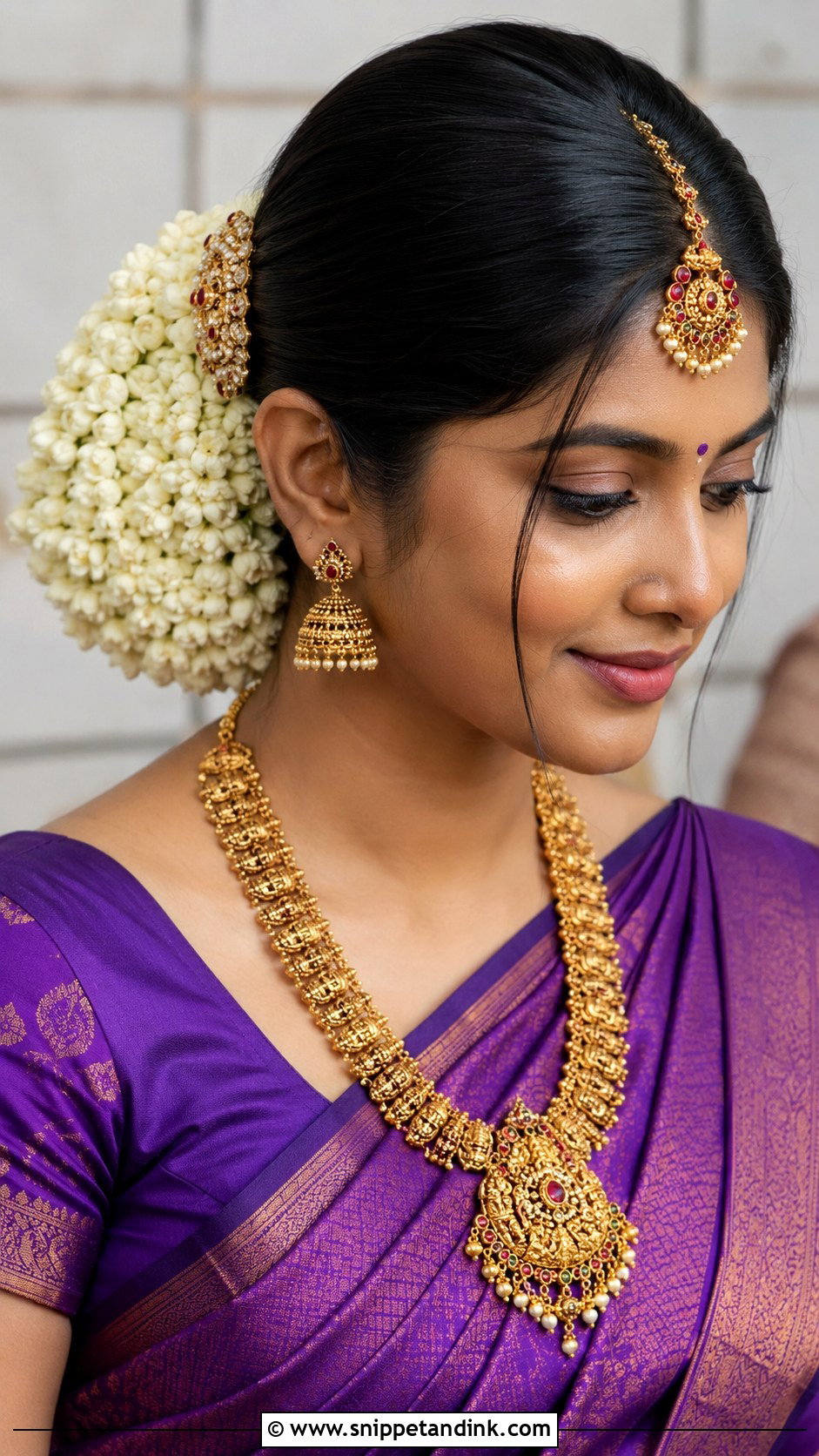Kondai Bun With Jasmine Layers - Snippet and Ink - 20 Hindu Bridal Hairstyles