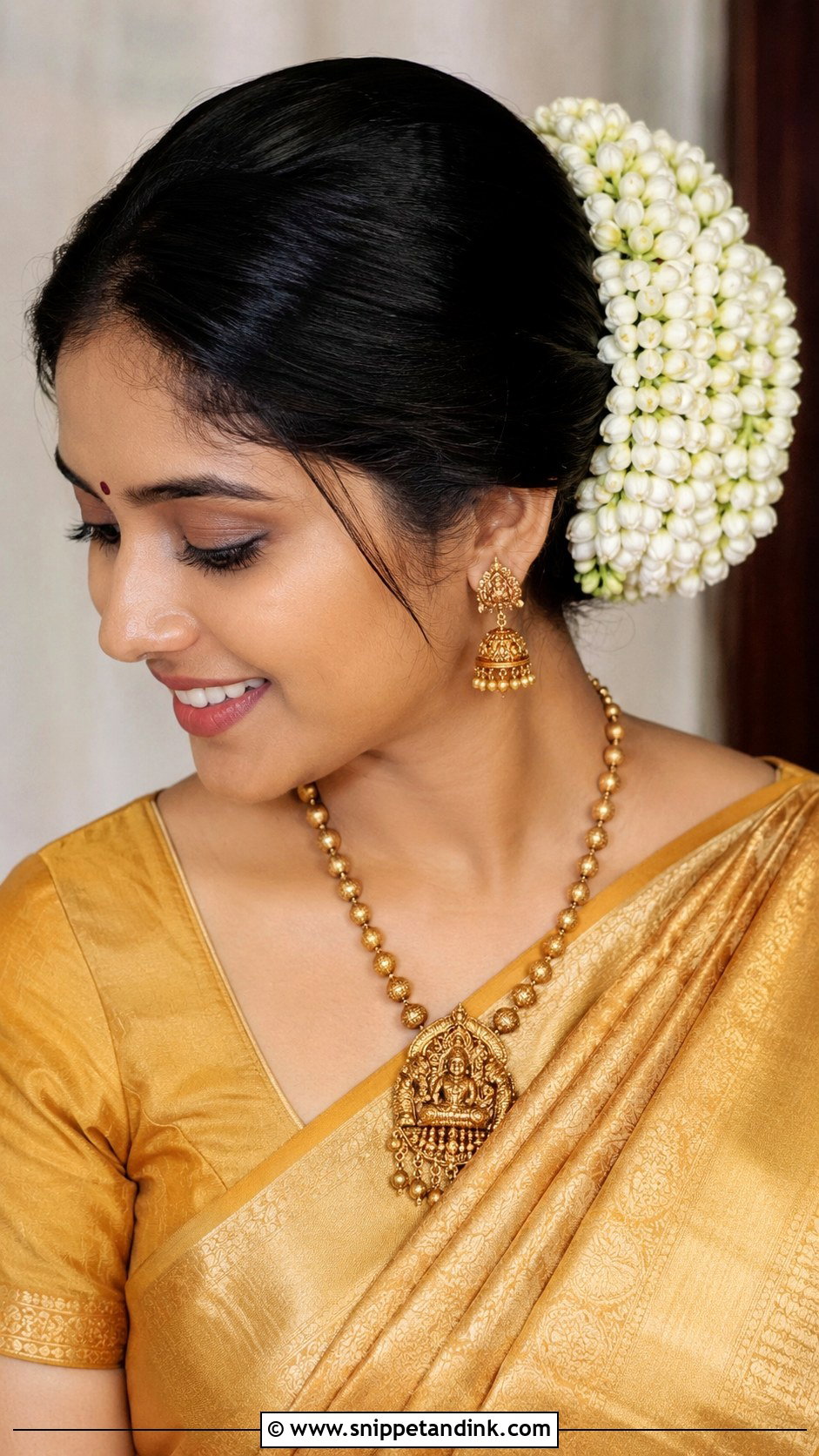 Kondai Bun With Jasmine - Snippet and Ink - 20 Latest Indian Wedding Bridal Hairstyle Ideas