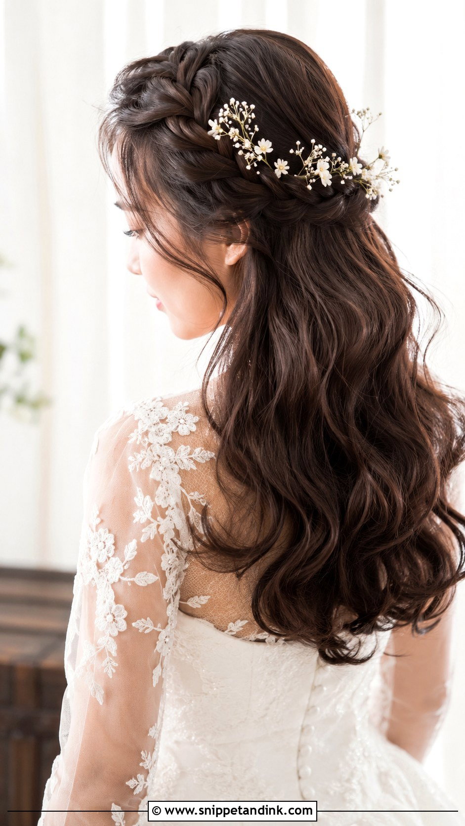 Korean Braided Half Up Bridal Hair - Snippet and Ink - 25 Korean Bridal Hair Ideas