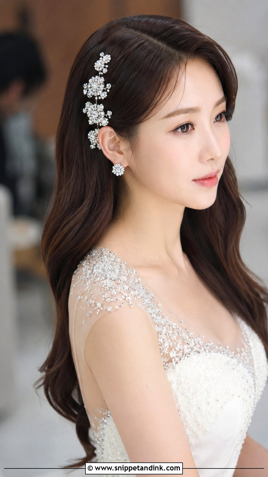 Korean Bridal Hair With Crystal Clips - Snippet and Ink - 25 Korean Bridal Hair Ideas