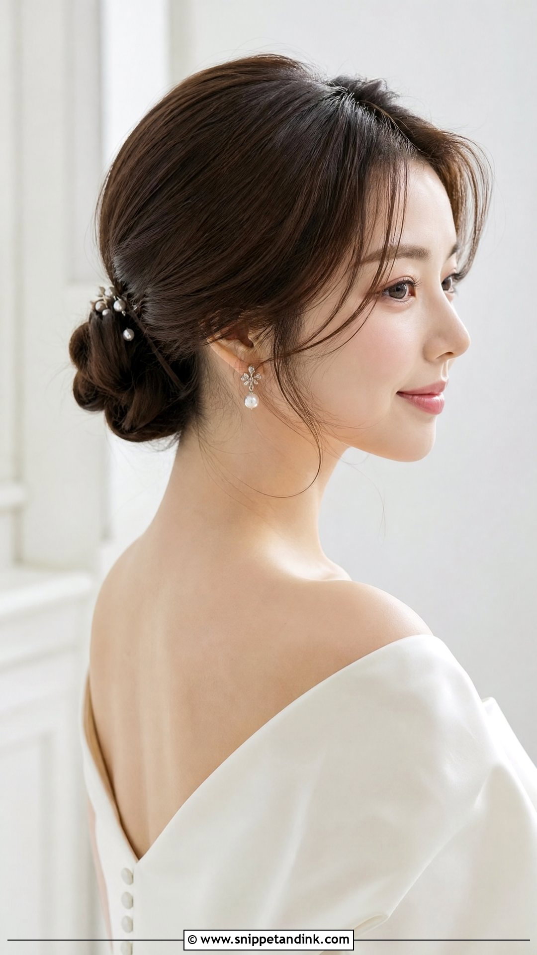 Korean Bridal Low Chignon - Snippet and Ink - 15 Asian Wedding Hair Updo Ideas