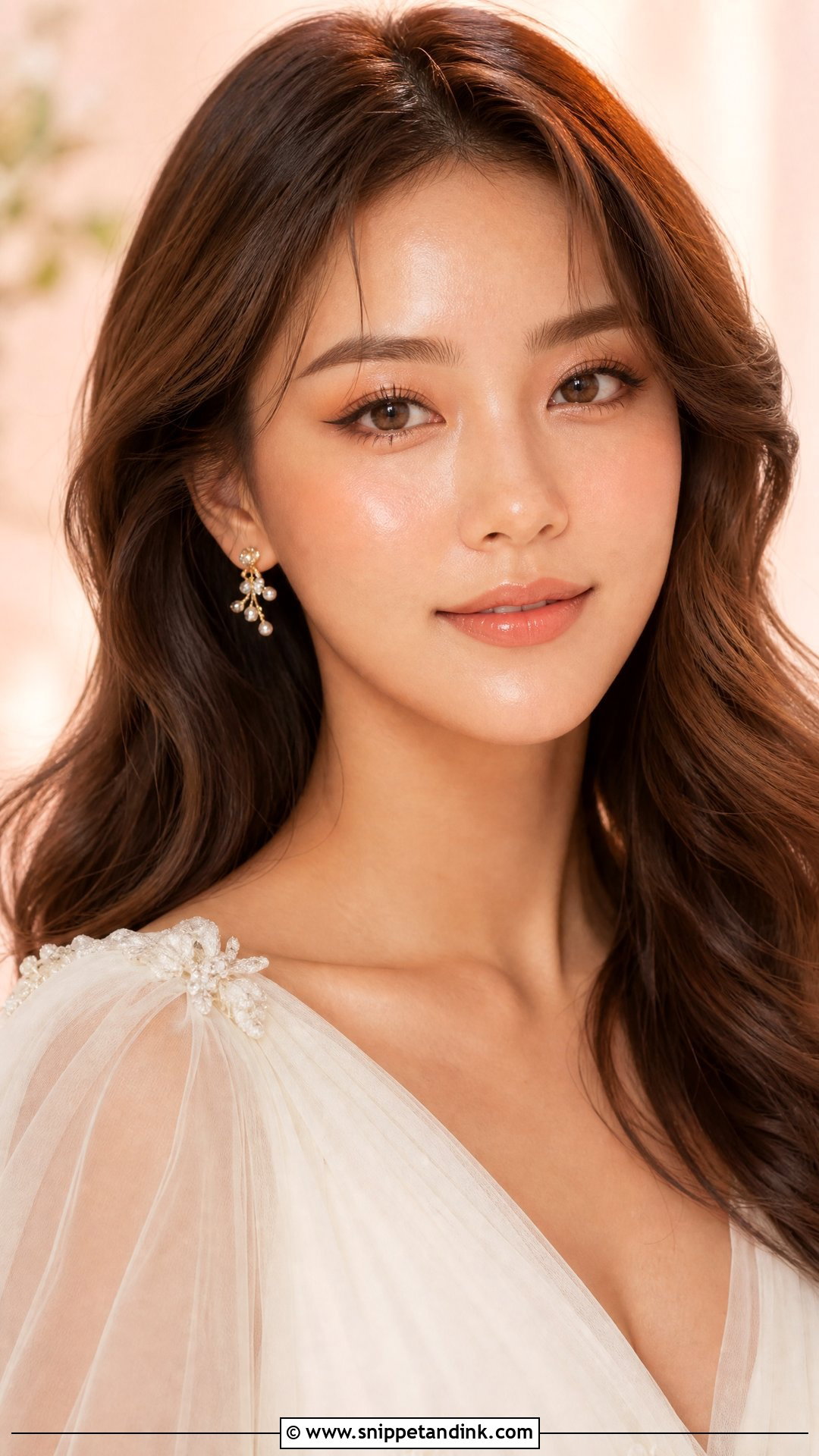 Korean Bridal Makeup With Dewy Peach Skin - Snippet and Ink - 25 Korean Bridal Makeup Ideas