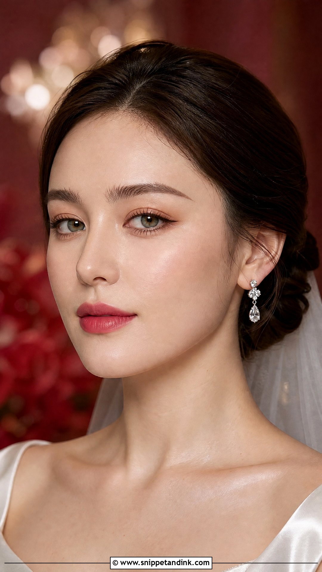 Korean Bridal Makeup With Soft Red Lips - Snippet and Ink - 25 Korean Bridal Makeup Ideas