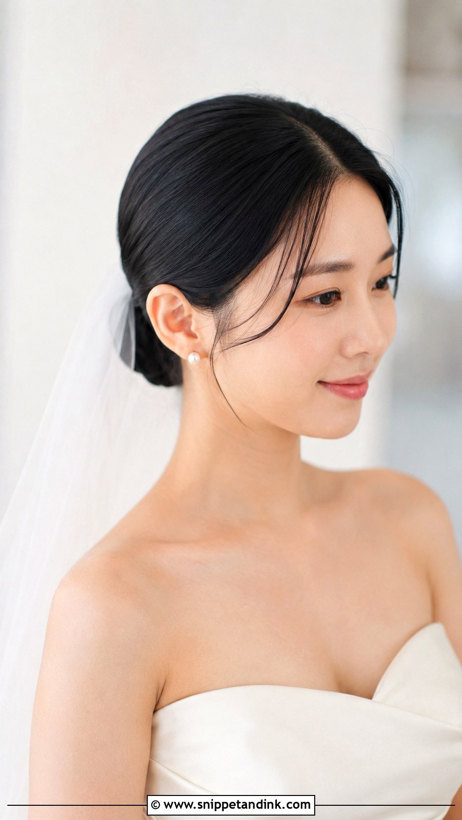 Korean Bridal Middle Part Bun - Snippet and Ink - 15 Korean Bridal Hairstyle Ideas