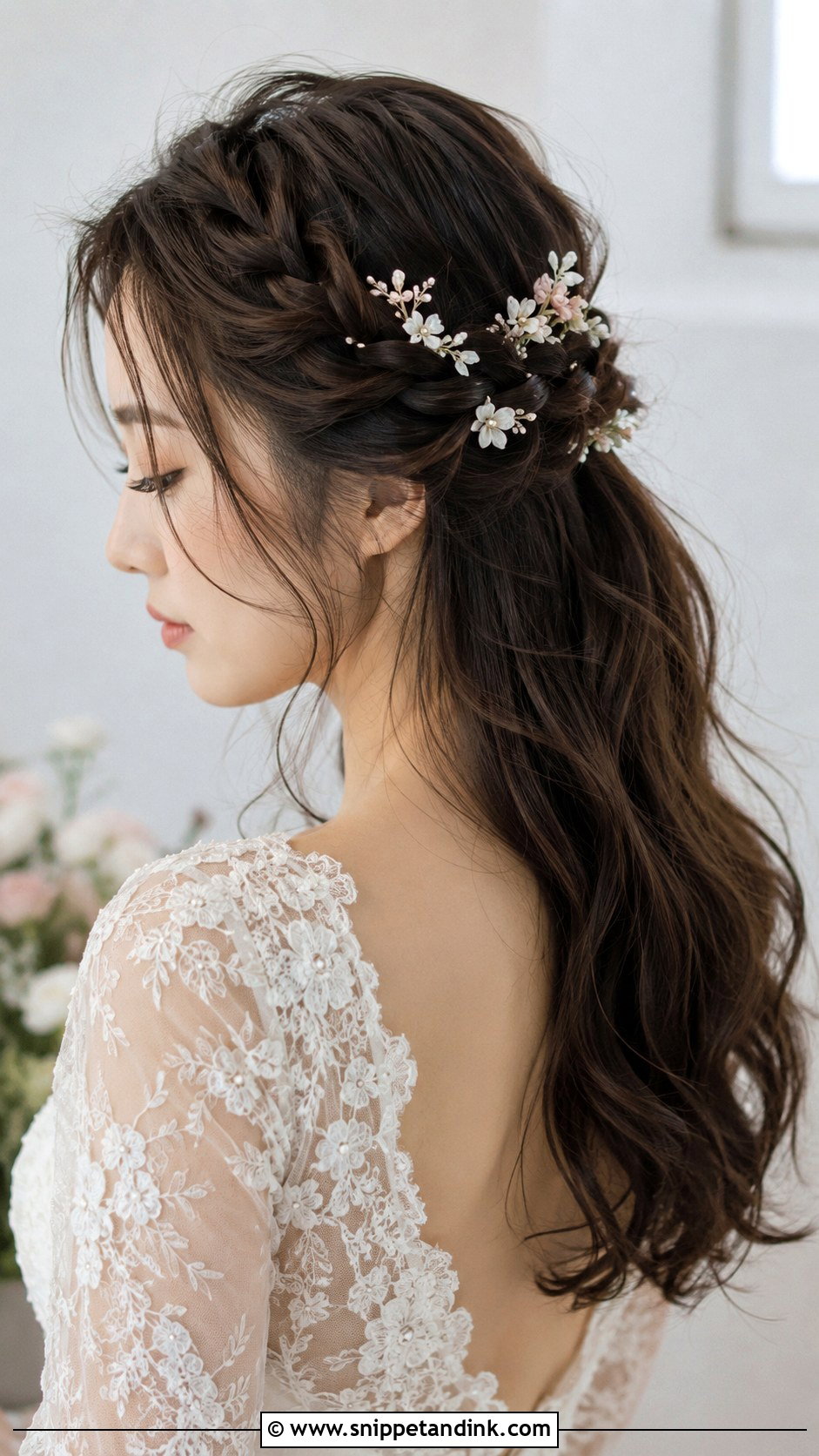 Korean Bride Braided Half Updo - Snippet and Ink - 25 Korean Bride Hairstyle Ideas