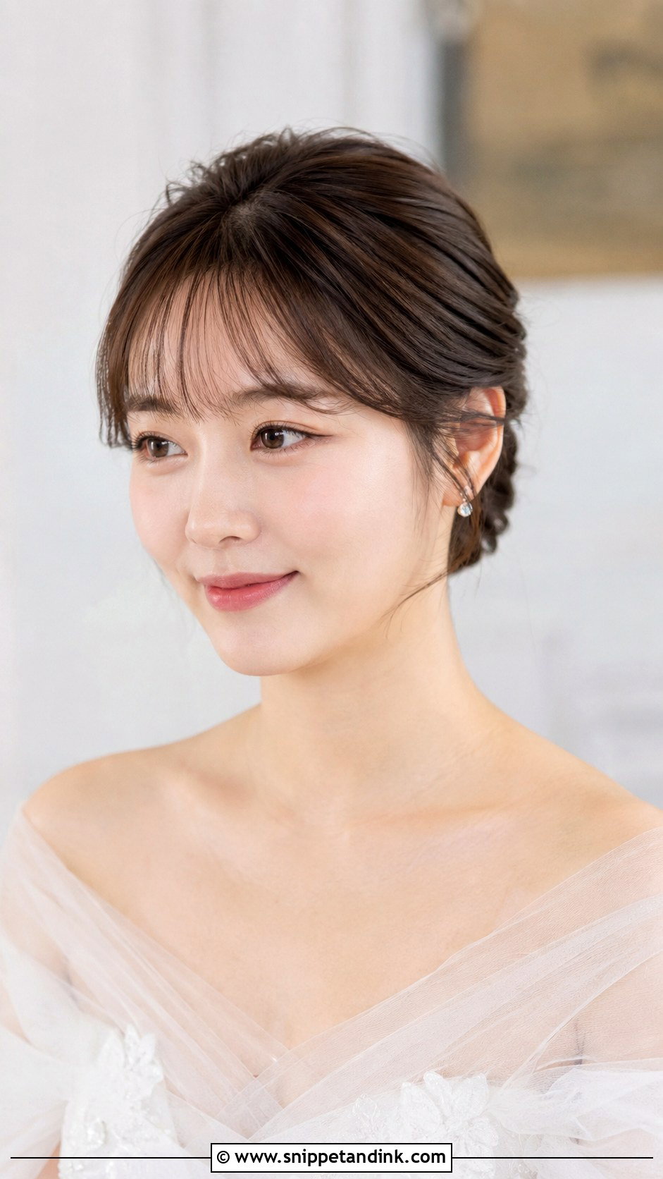 Korean Bride Faux Bangs Updo - Snippet and Ink - 25 Korean Bride Hairstyle Ideas