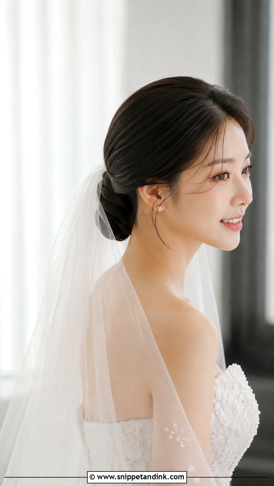 Korean Bride Low Chignon With Veil - Snippet and Ink - 25 Korean Bride Hairstyle Ideas