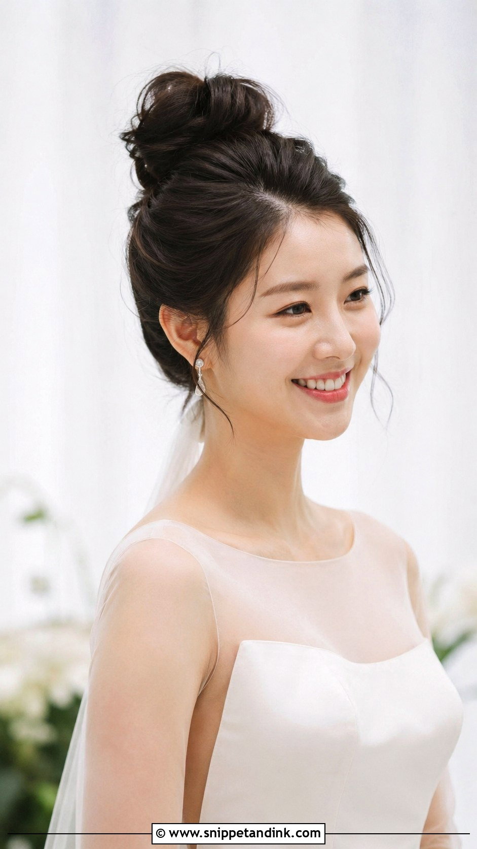 Korean Bride Messy Top Knot Bun - Snippet and Ink - 25 Korean Bride Hairstyle Ideas