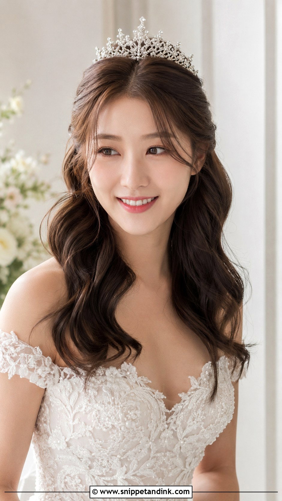 Korean Bride Romantic Curls Half Down - Snippet and Ink - 25 Korean Bride Hairstyle Ideas