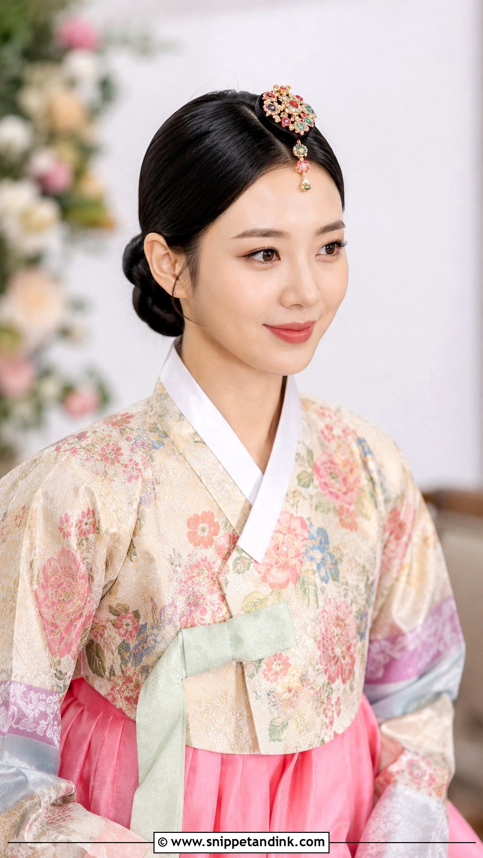Korean Bride Sleek Bun With Hanbok - Snippet and Ink - 25 Korean Bride Hairstyle Ideas