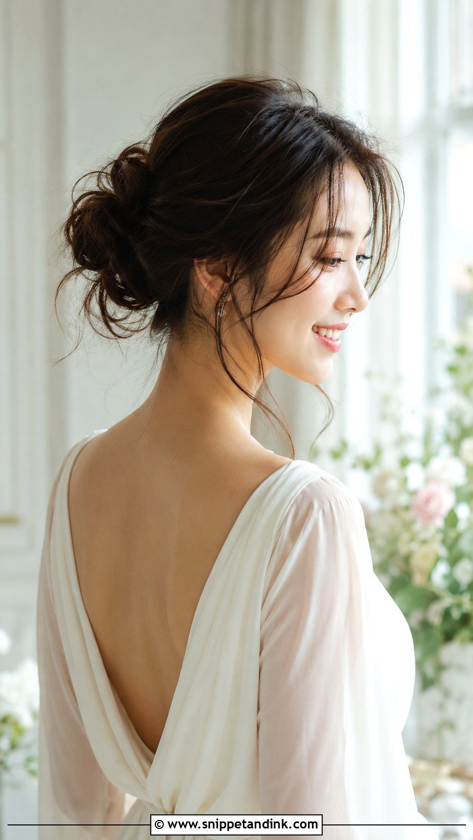 Korean Effortless Messy Bun - Snippet and Ink - 20 Korean Wedding Hairstyles