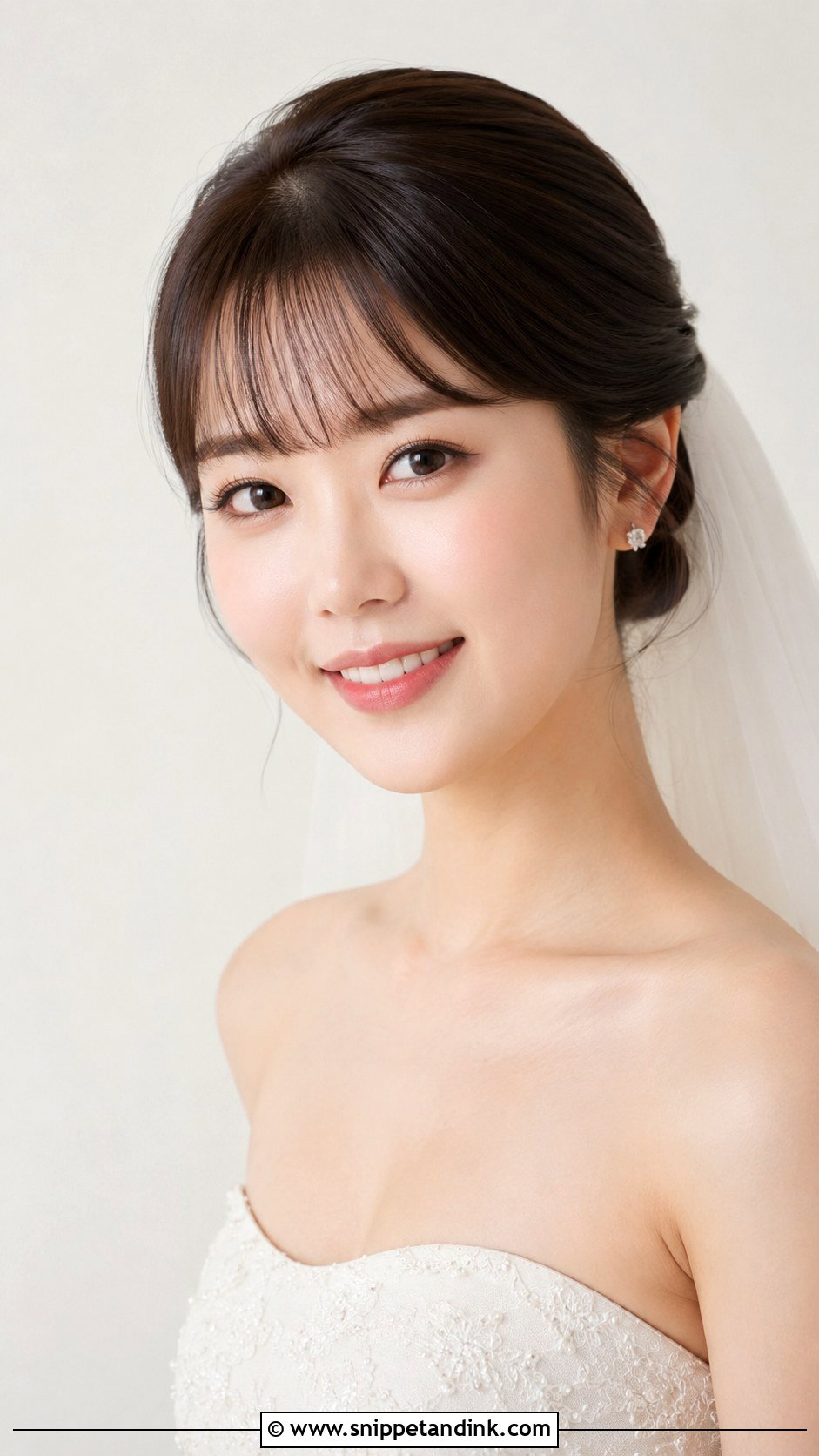 Korean Faux Bangs Wedding Hairstyle - Snippet and Ink - 20 Korean Wedding Hairstyles