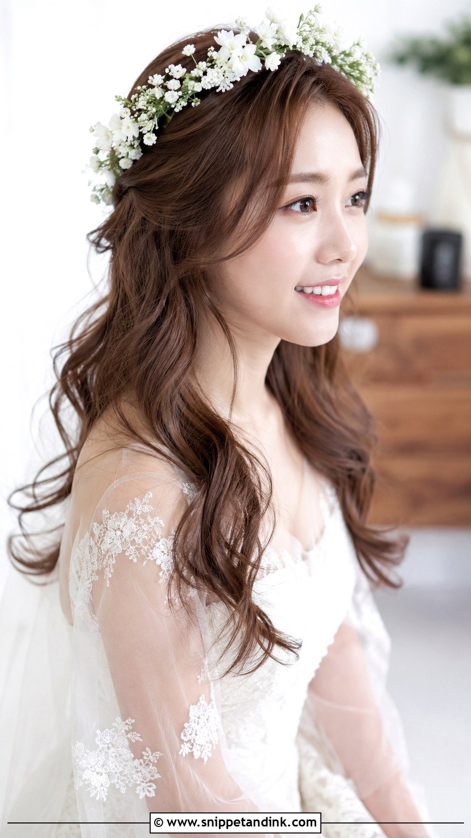 Korean Flower Crown Bridal Hairstyle - Snippet and Ink - 25 Korean Bridal Hair Ideas