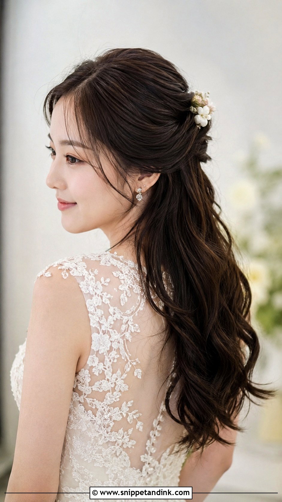 Korean Half Up Half Down Wedding Hair - Snippet and Ink - 20 Korean Wedding Hairstyles