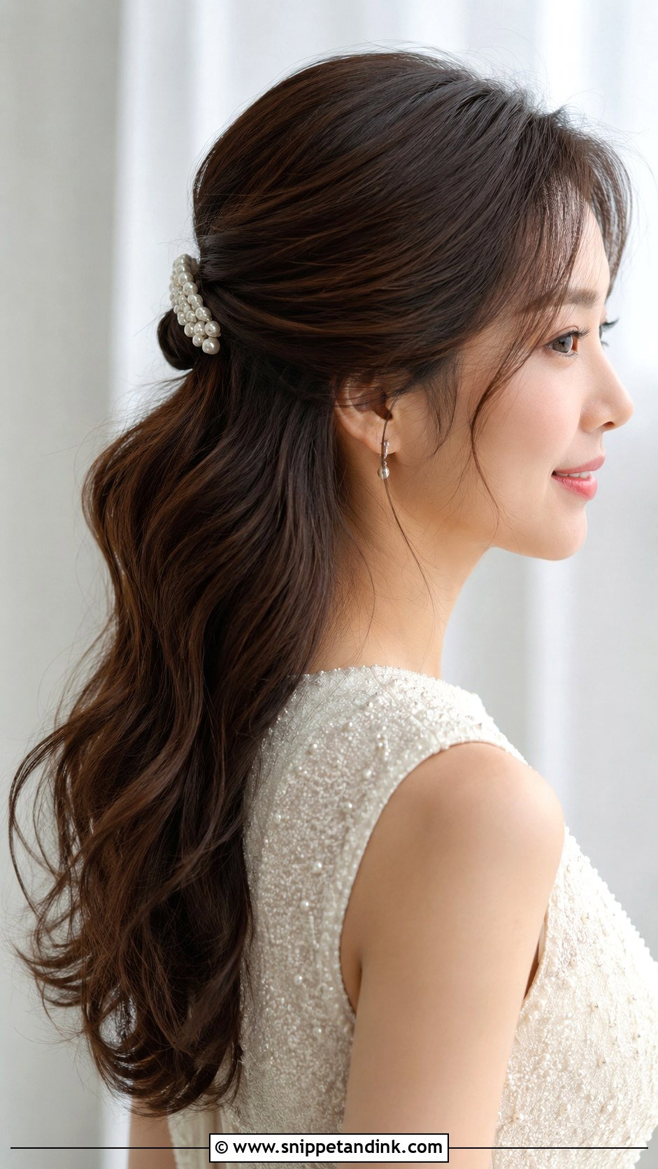 Korean Half Up Wedding Hairstyle - Snippet and Ink - 20 Korean Wedding Hairstyle Ideas