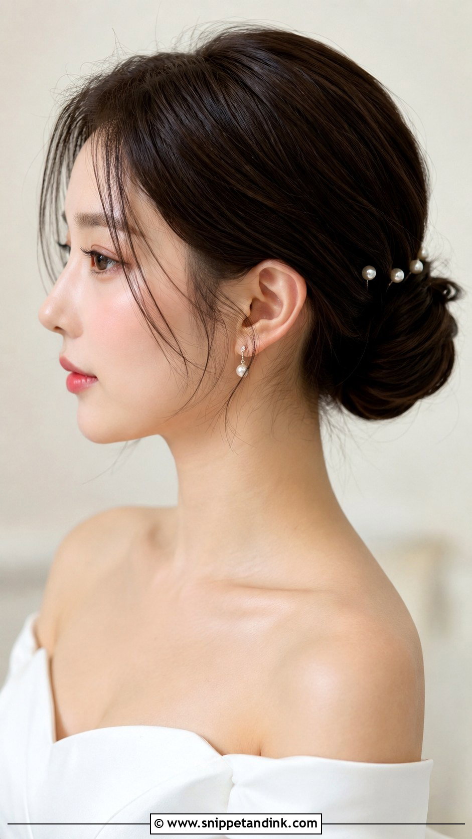 Korean Low Bun Bridal Updo - Snippet and Ink - 25 Korean Bridal Hair Ideas
