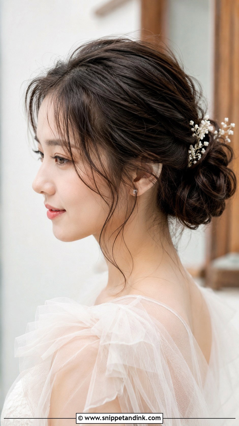 Korean Messy Bun Wedding Hairstyle - Snippet and Ink - 20 Korean Wedding Hairstyle Ideas