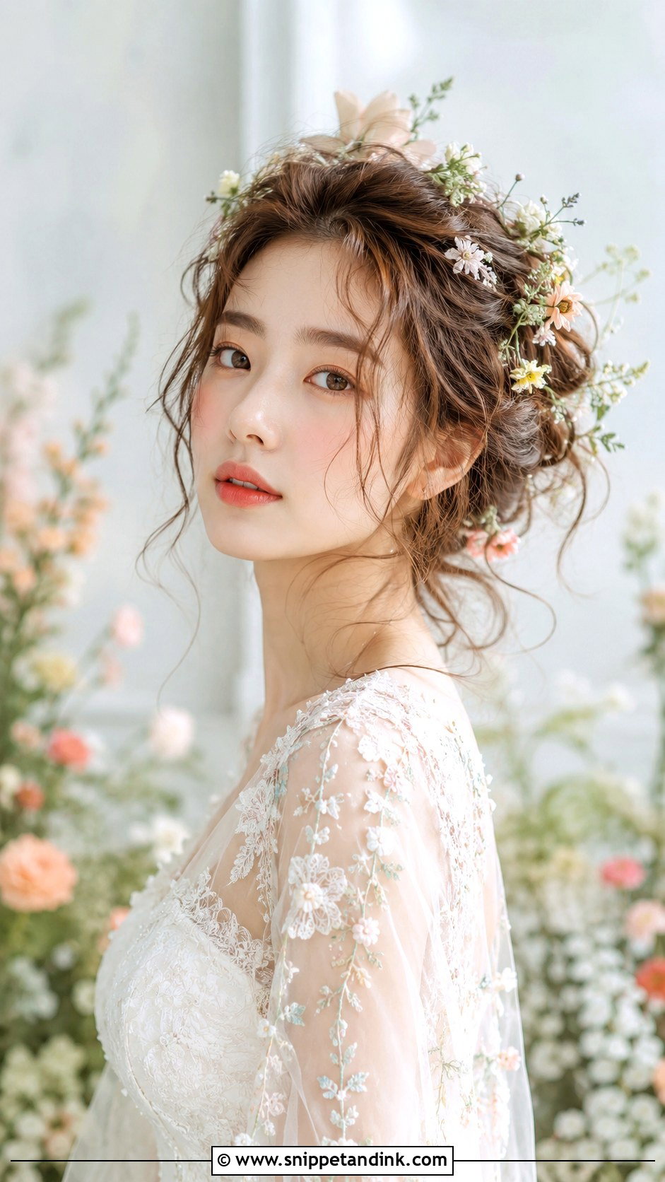 Korean Romantic Loose Updo - Snippet and Ink - 25 Korean Bridal Hair Ideas