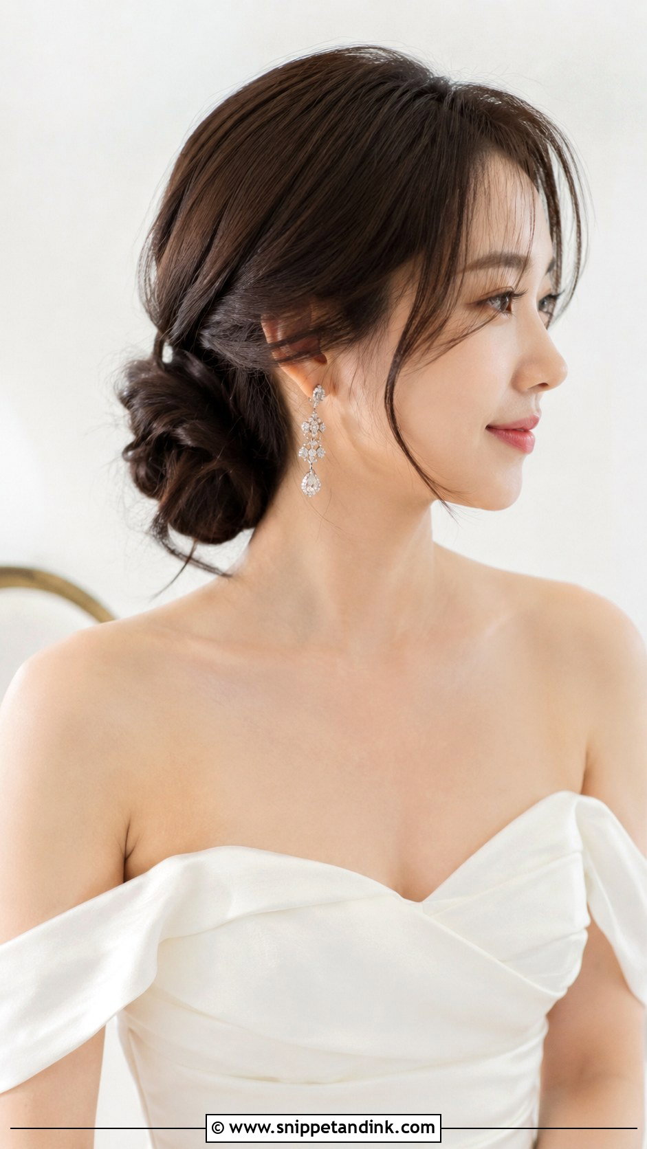 Korean Side Swept Chignon - Snippet and Ink - 20 Korean Wedding Hairstyles