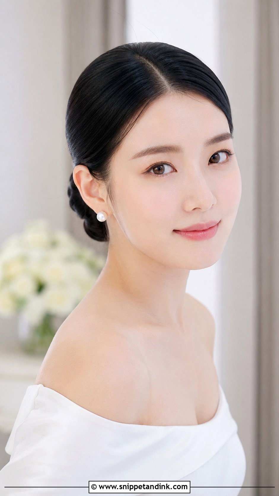 Korean Sleek Bun Wedding Hairstyle - Snippet and Ink - 20 Korean Wedding Hairstyle Ideas