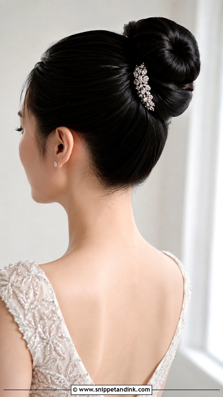 Korean Sleek High Bun Wedding Hair - Snippet and Ink - 25 Korean Bridal Hair Ideas