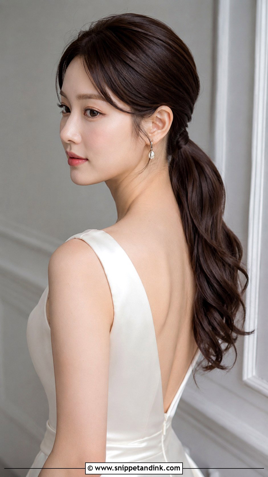 Korean Sleek Low Ponytail for Brides - Snippet and Ink - 25 Korean Bridal Hair Ideas