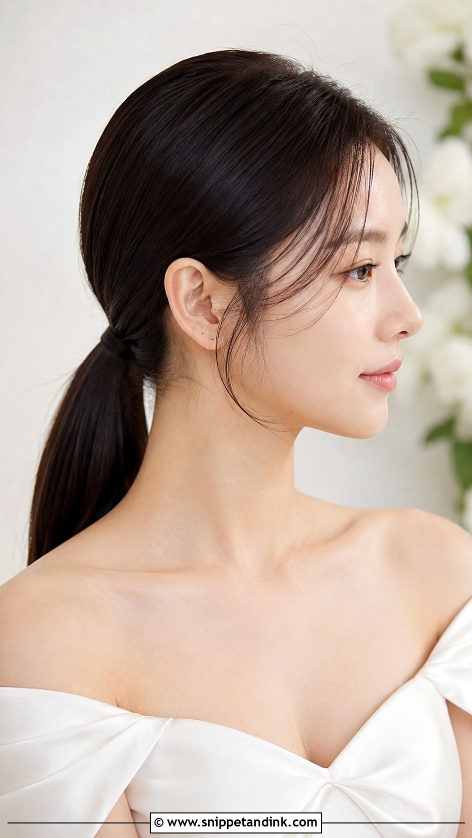 Korean Sleek Low Ponytail - Snippet and Ink - 20 Korean Wedding Hairstyles