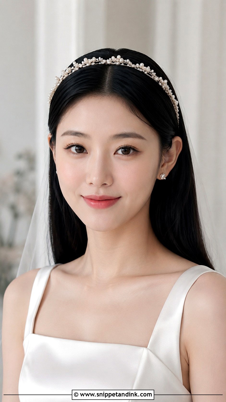 Korean Sleek Straight Hair With Headband - Snippet and Ink - 20 Korean Wedding Hairstyles