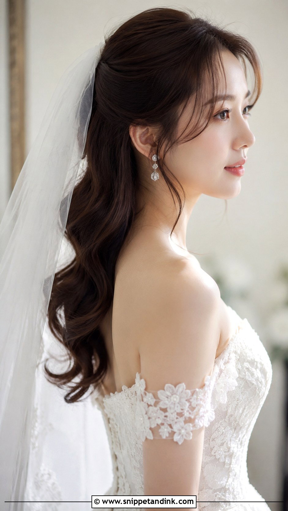 Korean Soft Curls With Veil - Snippet and Ink - 20 Korean Wedding Hairstyles