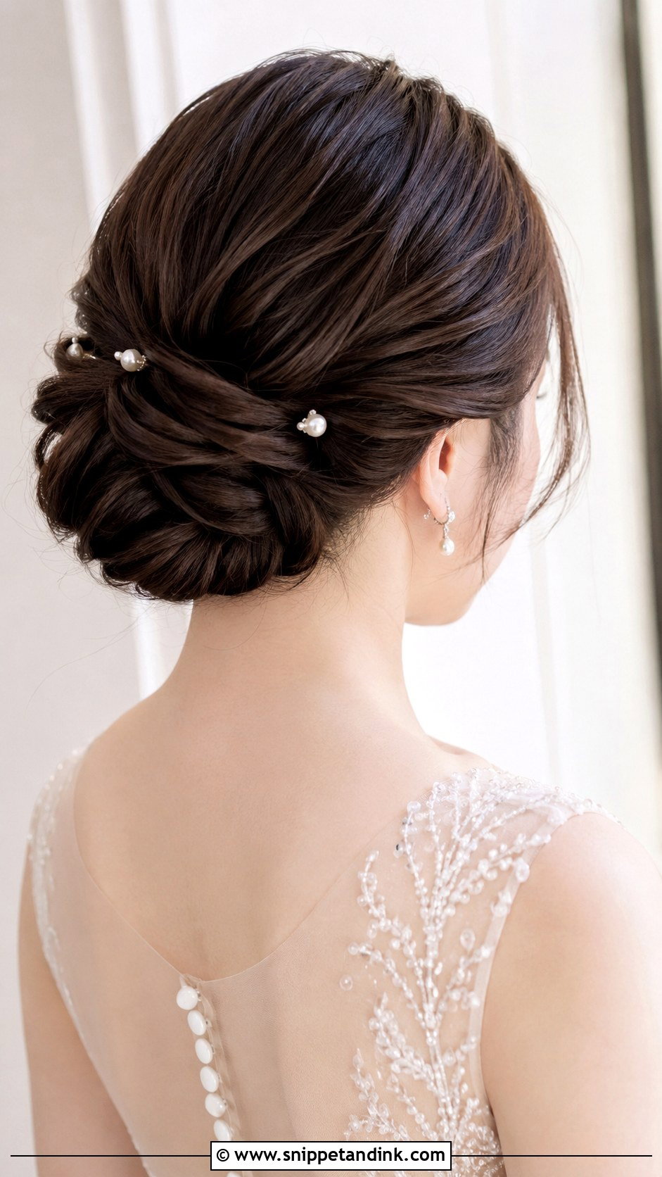 Korean Twisted Low Bun Wedding Hair - Snippet and Ink - 25 Korean Bridal Hair Ideas